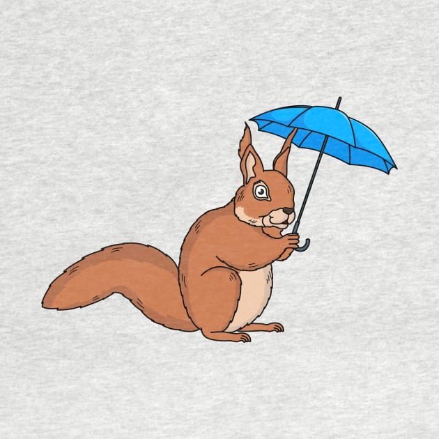 Cute red squirrel with umbrella cartoon by Cartoons of fun